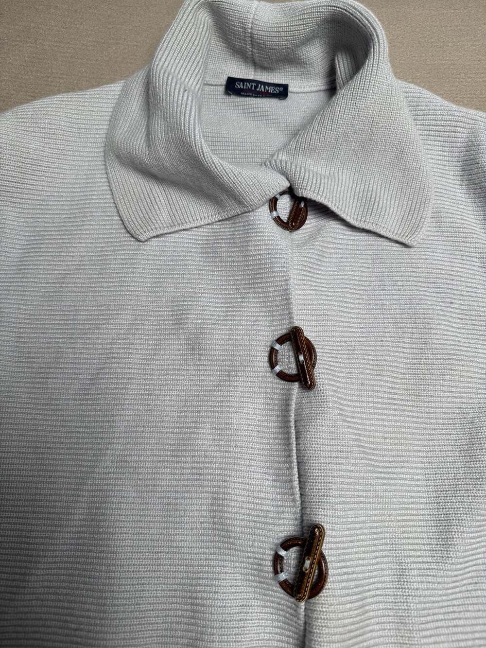 Saint James Ribbed Knit Toggle Jacket Grey - Picture 2 of 8